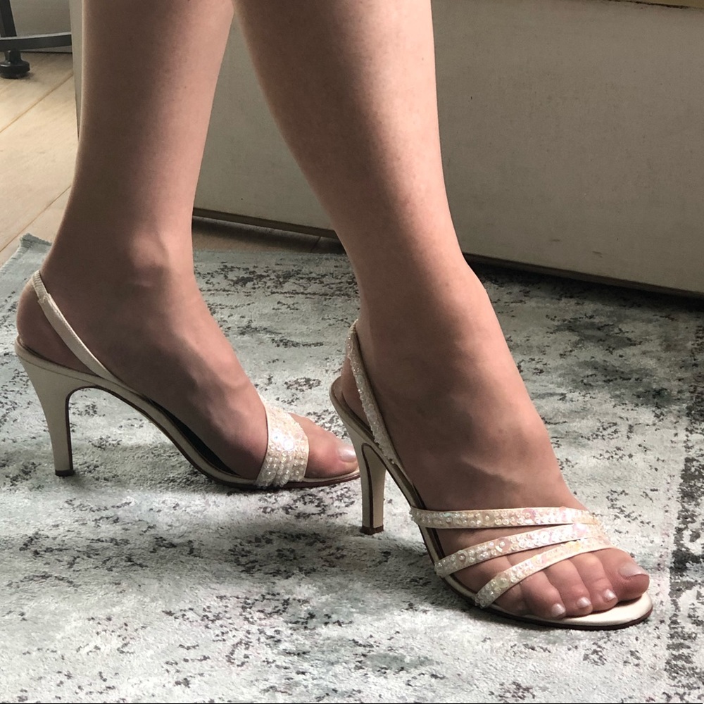 Caparros Sling Back Pumps, Sequins, Pale Gold, 6M
